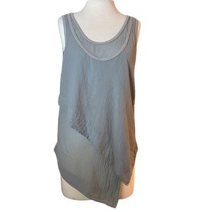 PRAIRIE UNDERGROUND LAYERED ASYMMETRICAL TANK TOP SZ L GRAY ORGANIC COTTON